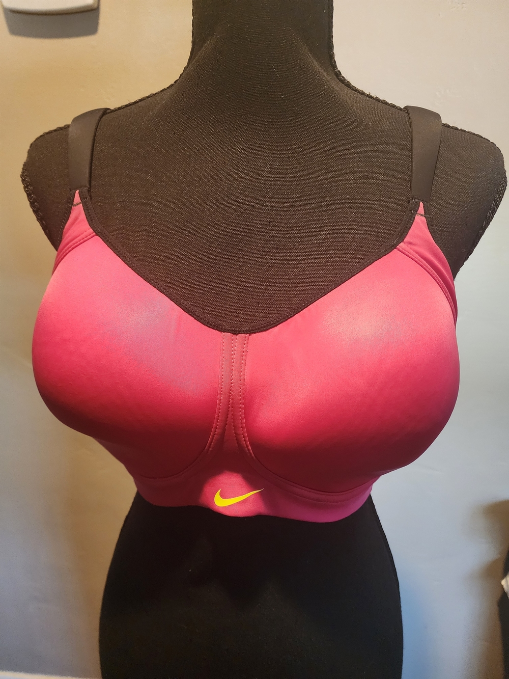 Nike Pink High-Support Sports Bra with Neon Swoosh